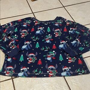 Disney Woman Navy Blue Holiday Long Sleeve  Shirt